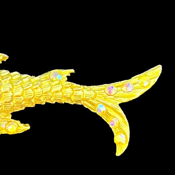 Vintage Gold Tone And Aurora Borealis Rhinestones Koi Fish Brooch ( 3361) - Picture 3 of 5